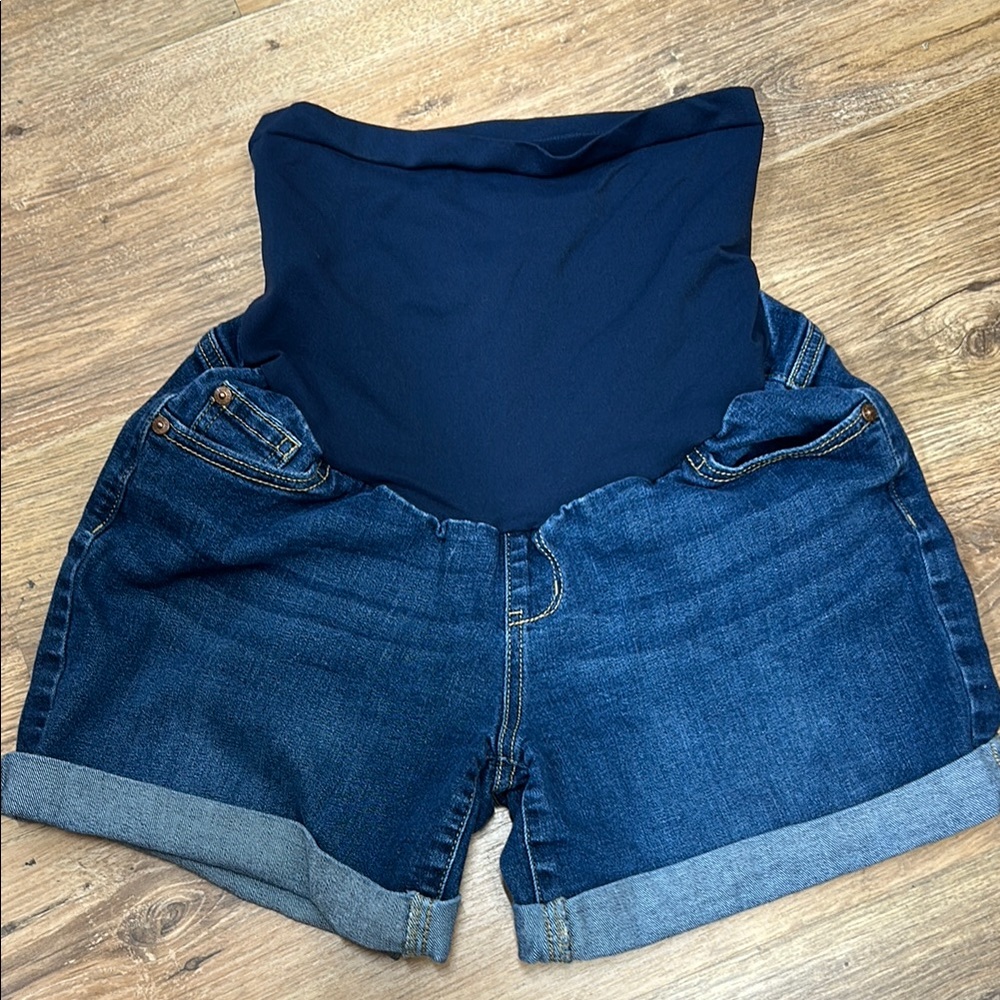 Women's Indigo Blue Maternity Jeanâ Denim Shorts Size M Med Wash